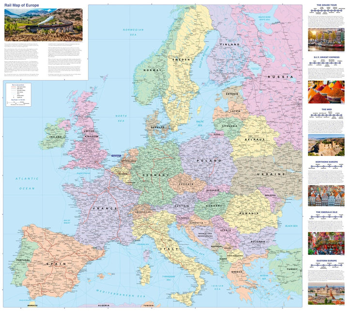 Carte de voyage - Europe rail map | Collins carte pliée Collins 