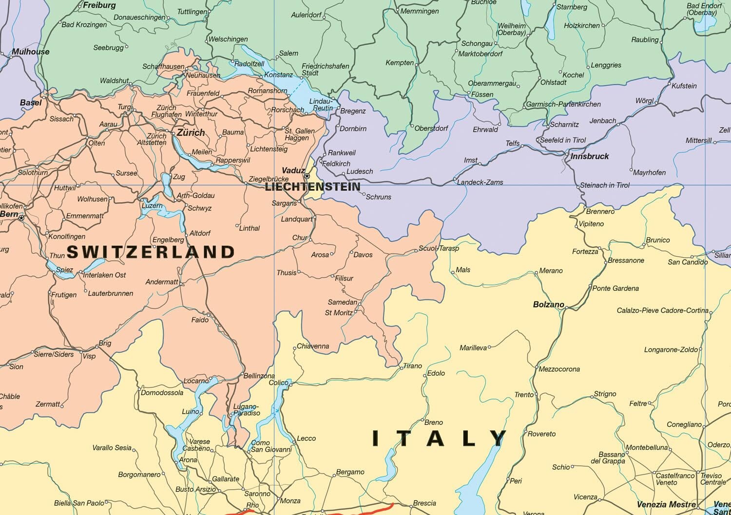 Carte de voyage - Europe rail map | Collins carte routière Collins