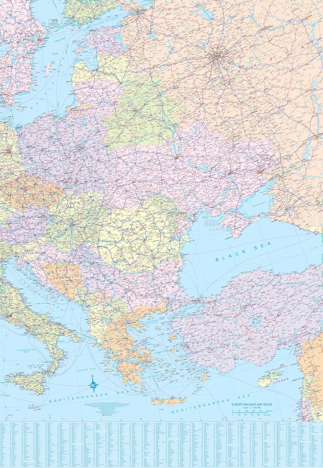 Carte de voyage - Europe (Routes et chemins de fer) | ITM carte routière ITM 