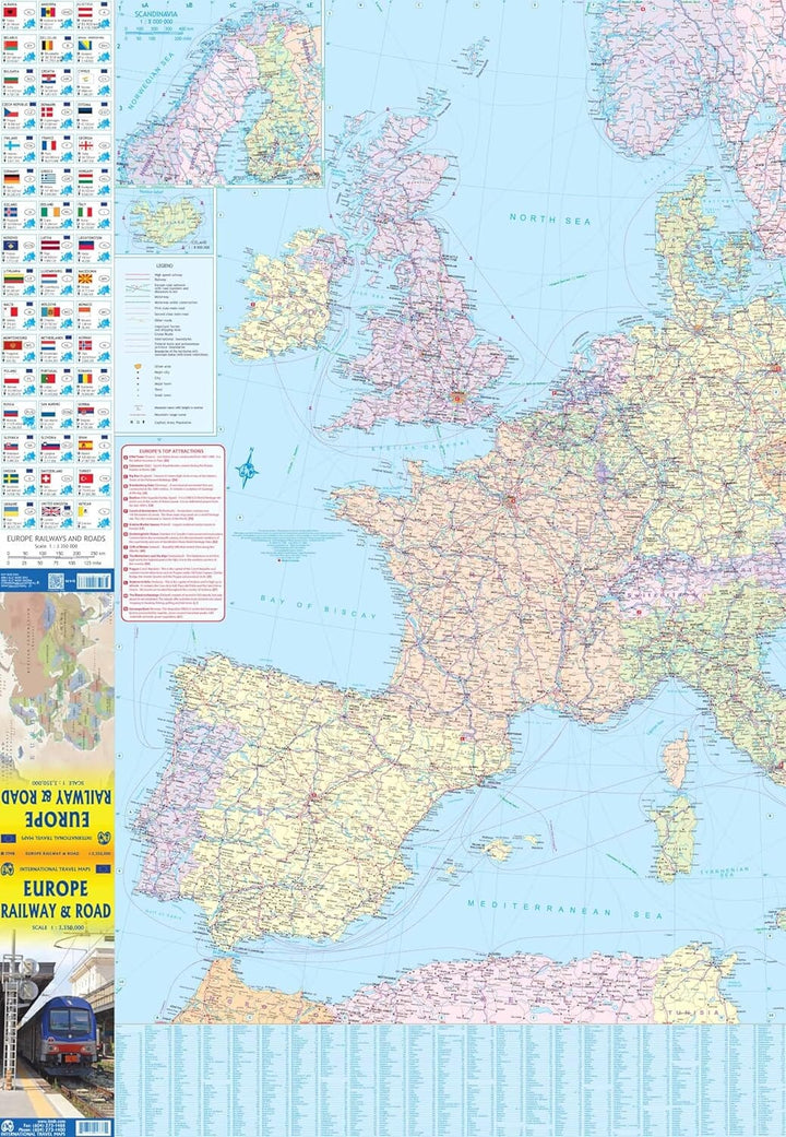 Carte de voyage - Europe (Routes et chemins de fer) | ITM carte routière ITM 