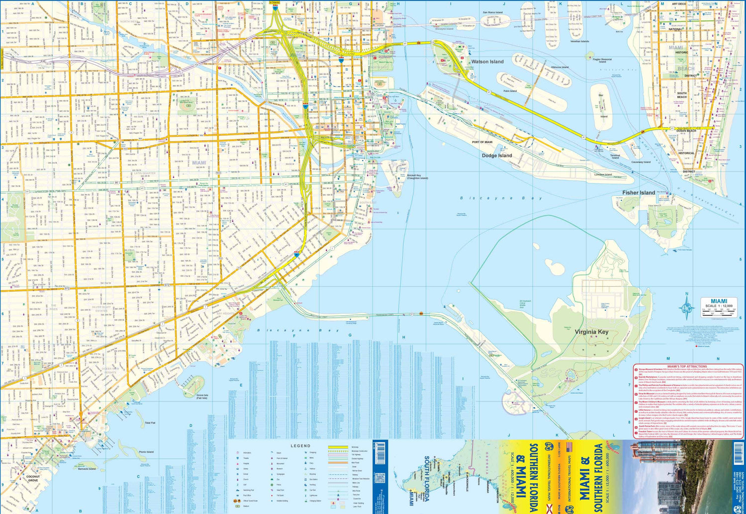Carte de voyage - Floride Sud & Plan de Miami | ITM carte routière ITM