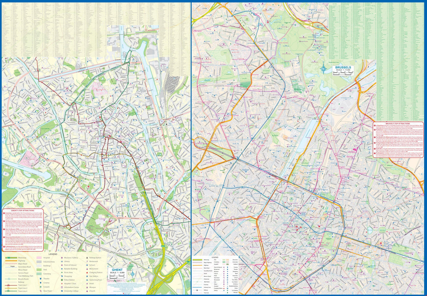 Carte de voyage - Gand, Bruxelles, Flandres | ITM carte routière ITM