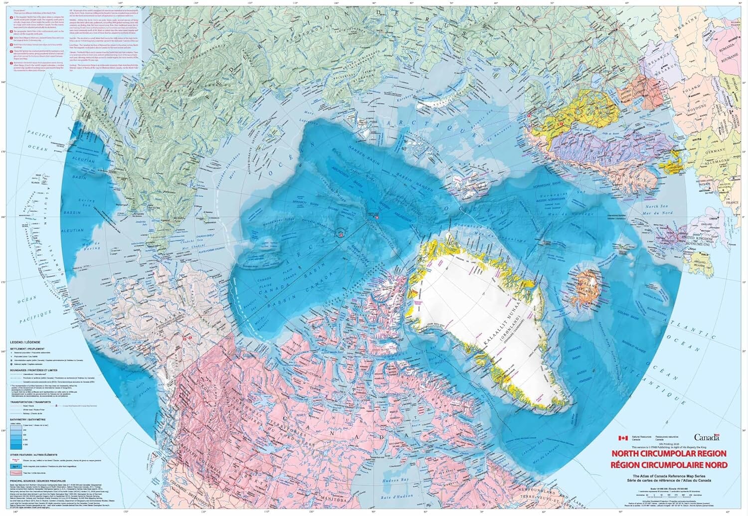 Carte de voyage - Groenland & région polaire Nord | ITM - 1:3 000 000 / 1:9 000 000 carte routière ITM 