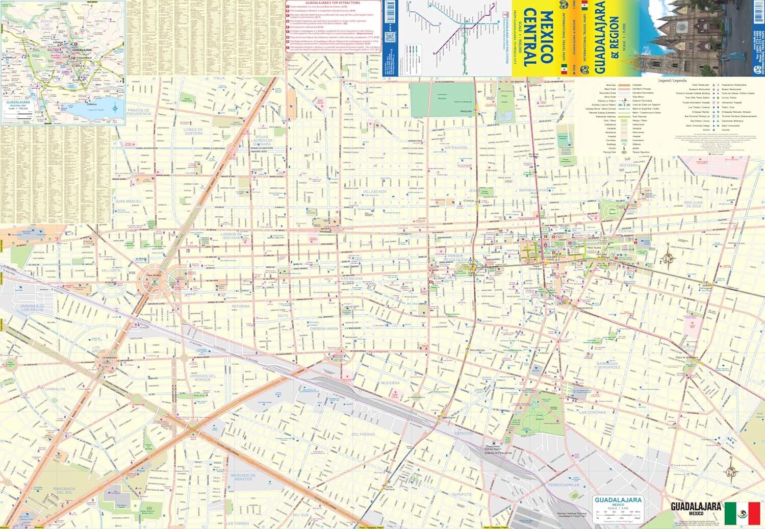 Carte de voyage - Guadalajara & Region | ITM carte routière ITM 