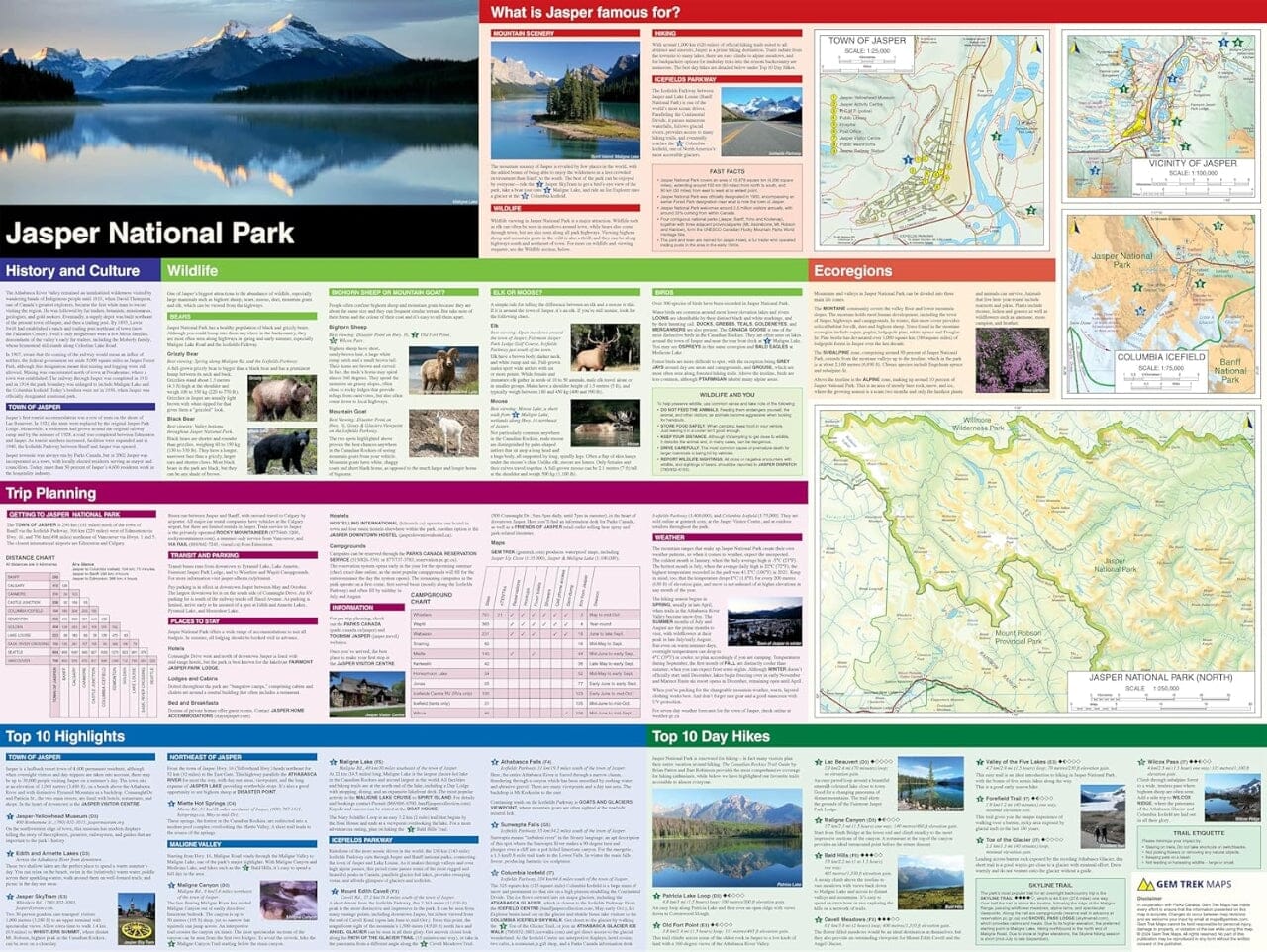 Carte de voyage & Guide - Jasper National Park (Alberta) | Gem Trek carte routière Gem Trek Publishing