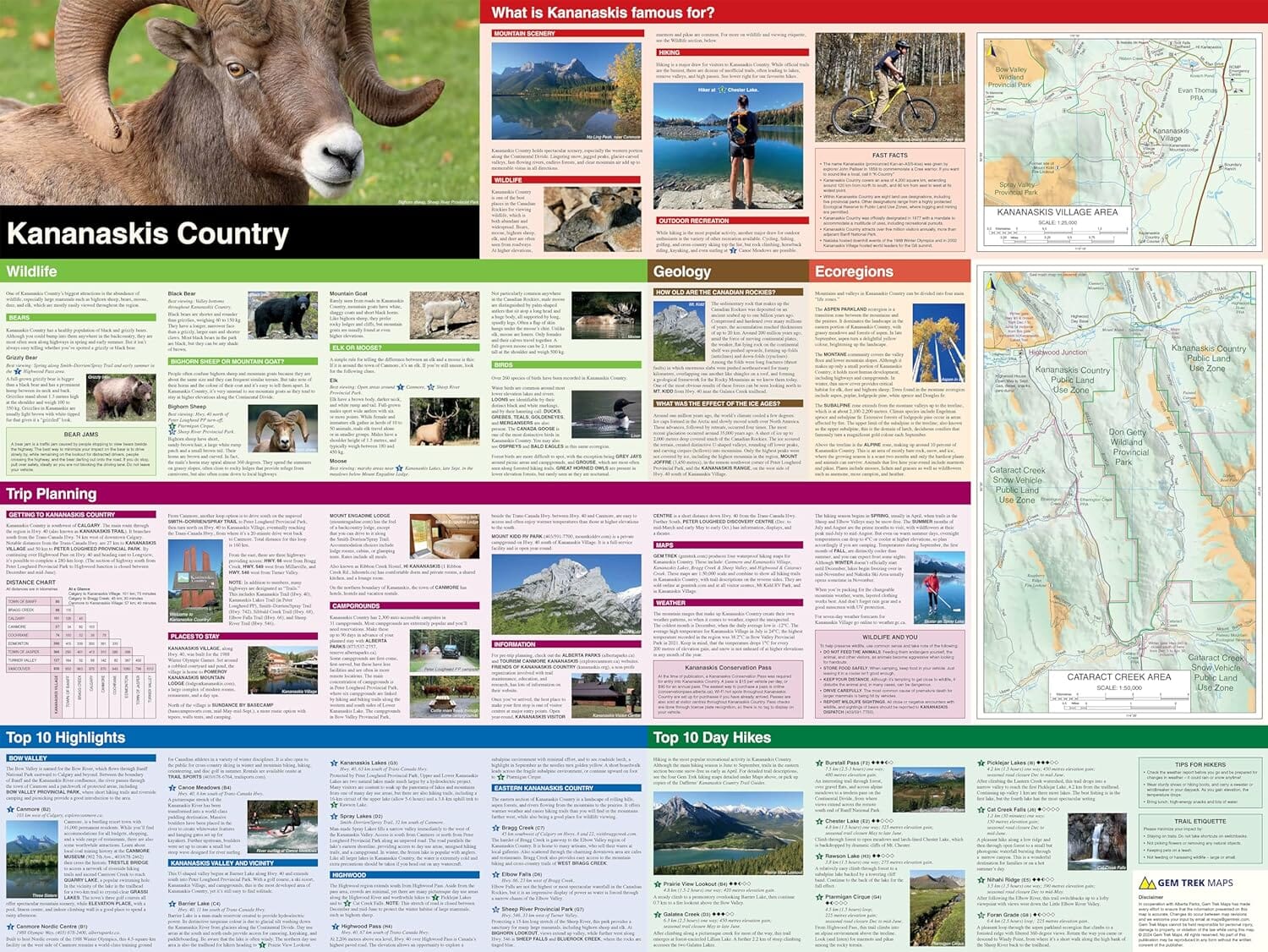 Carte de voyage & Guide - Kananaskis Country | Gem Trek carte routière Gem Trek Publishing