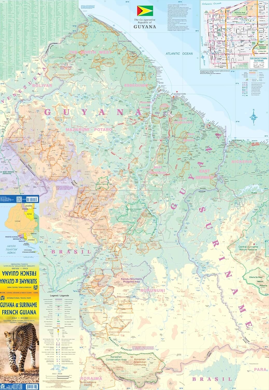 Carte de voyage - Guyana, Suriname & Guyane Française | ITM carte routière ITM 