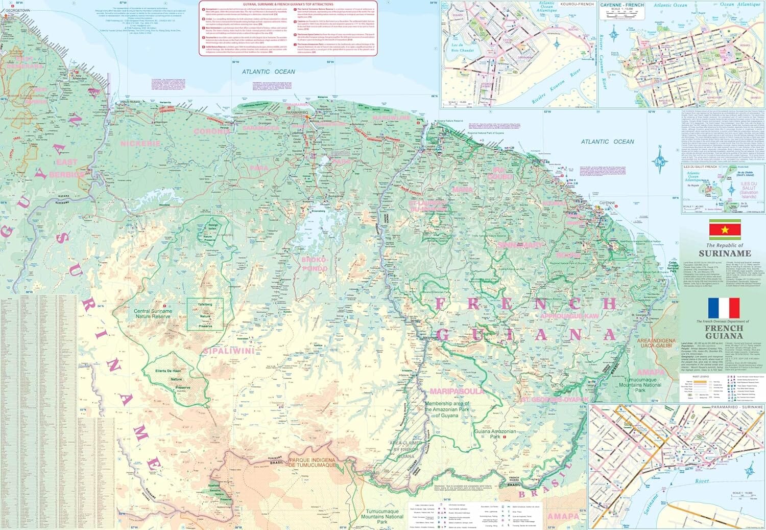 Carte de voyage - Guyana, Suriname & Guyane Française | ITM carte routière ITM 