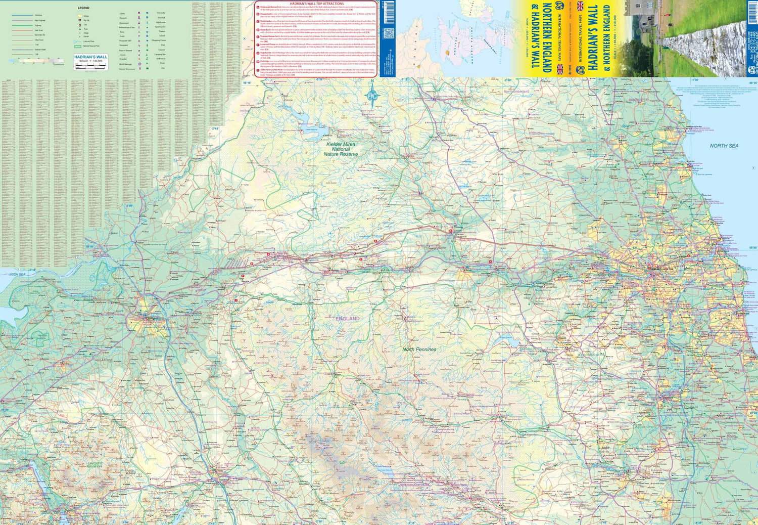 Carte de voyage - Hadrian’s Wall & Northern England | ITM carte routière ITM