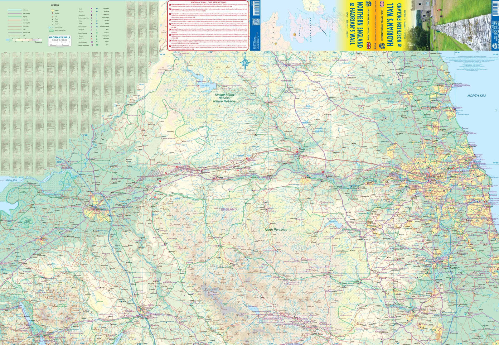 Carte de voyage - Hadrian’s Wall & Northern England | ITM carte routière ITM