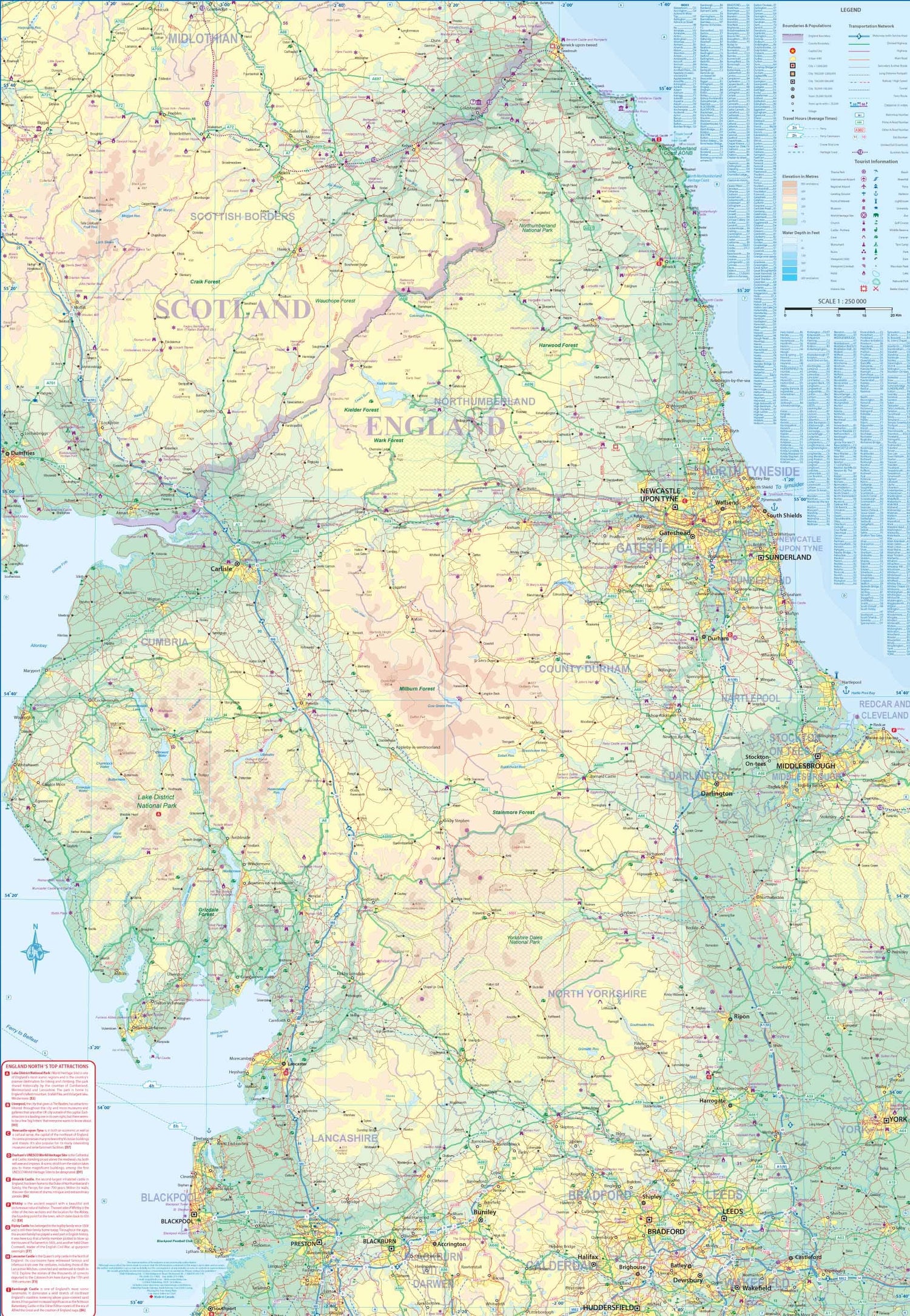 Carte de voyage - Hadrian’s Wall & Northern England | ITM carte routière ITM