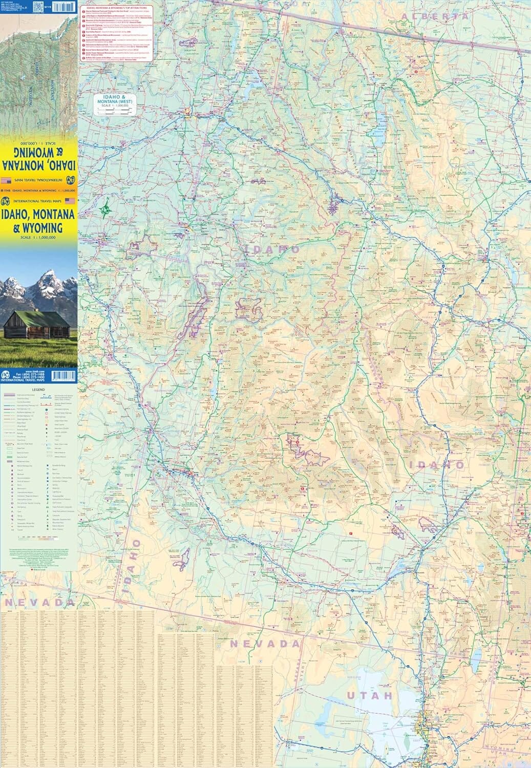 Carte de voyage - Idaho, Montana, Wyoming | ITM carte routière ITM 