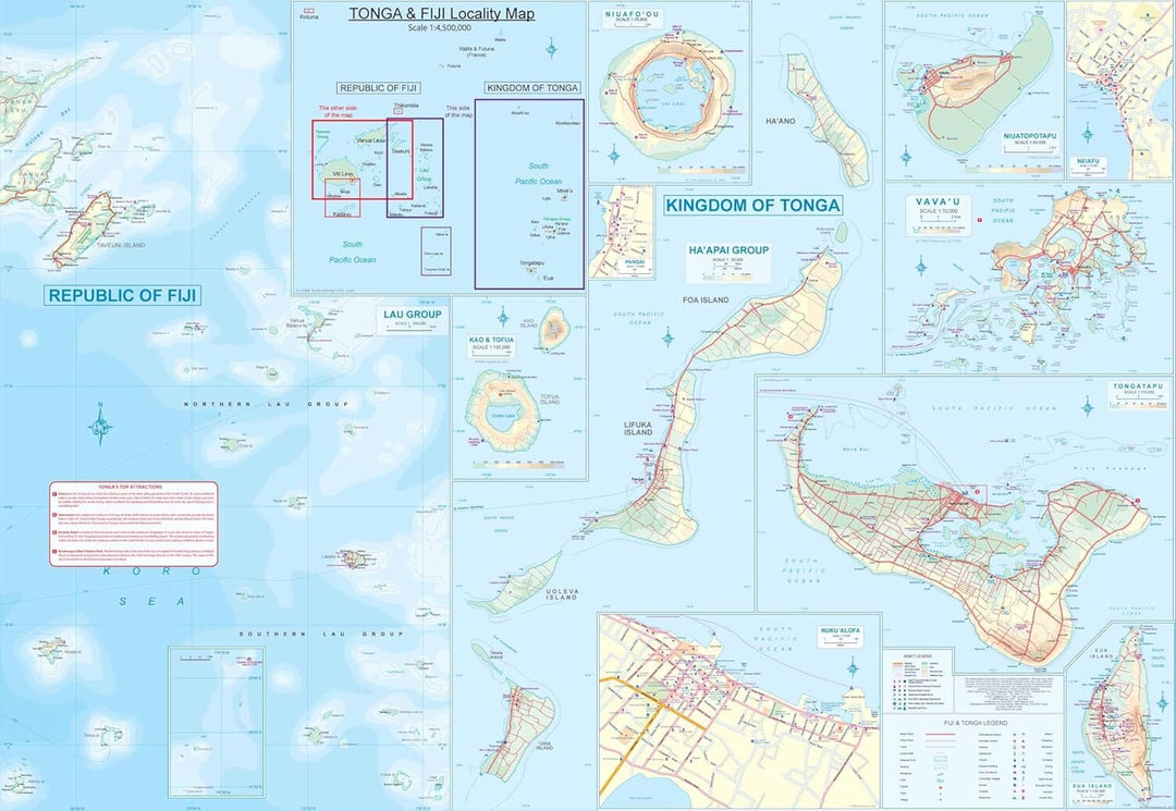 Carte de voyage - Iles Fidji & Tonga | ITM carte pliée ITM 