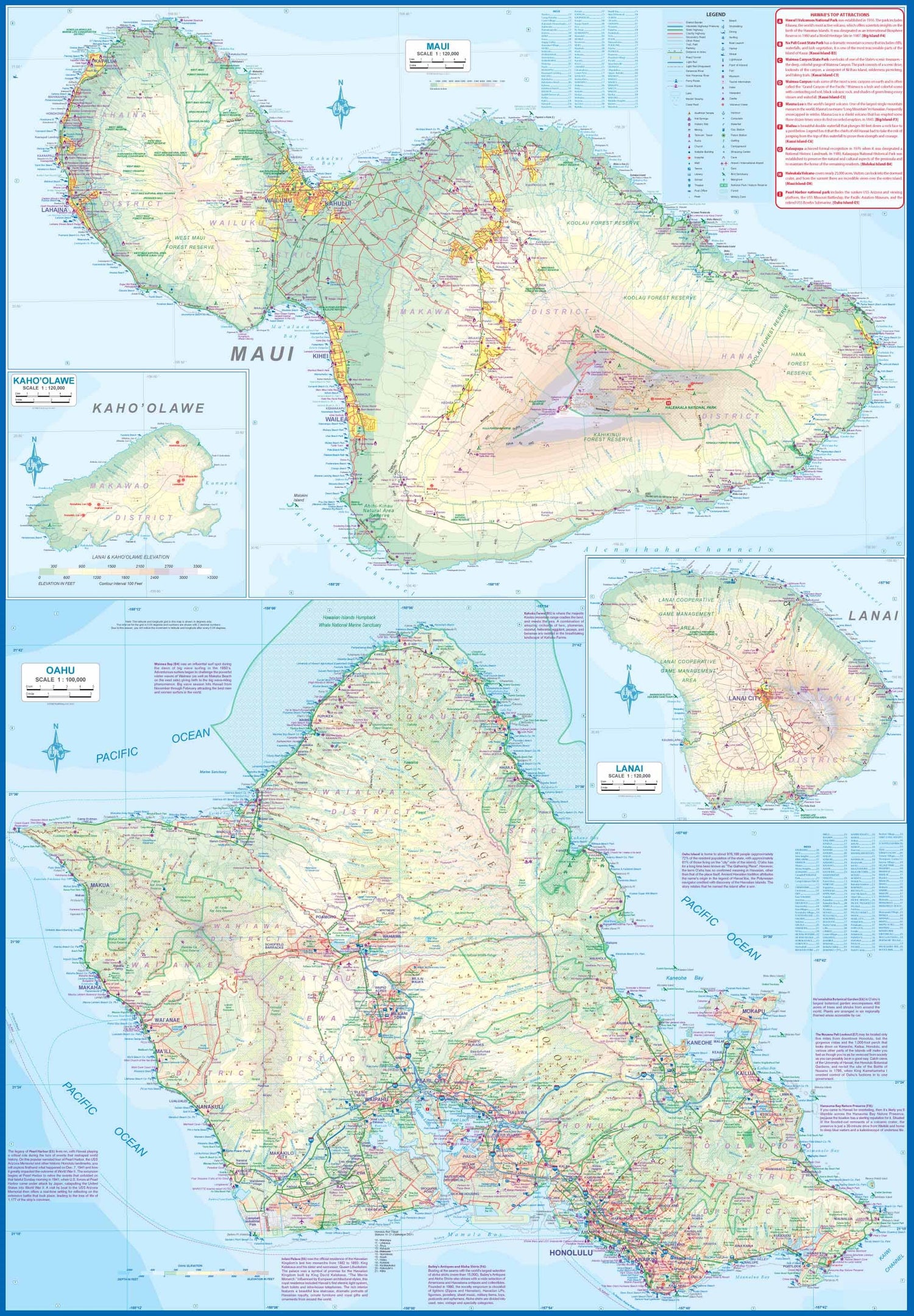 Carte de voyage - Iles Hawaii | ITM carte routière ITM