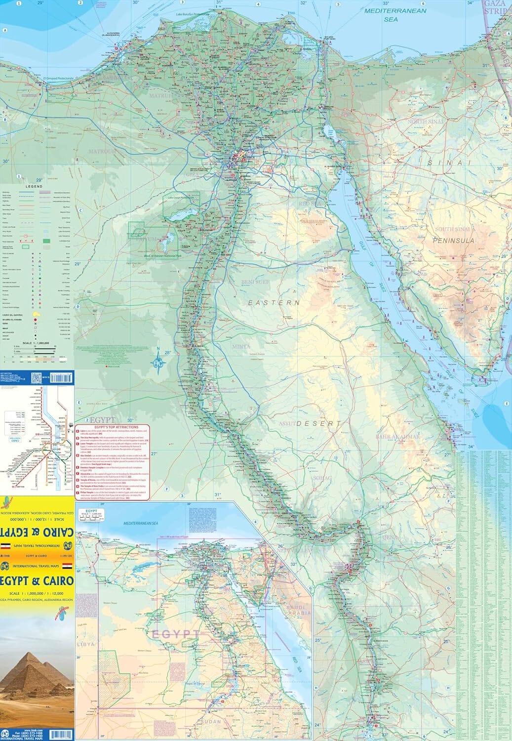 Carte de voyage imperméable - Égypte & Plan du Caire | ITM carte routière ITM 