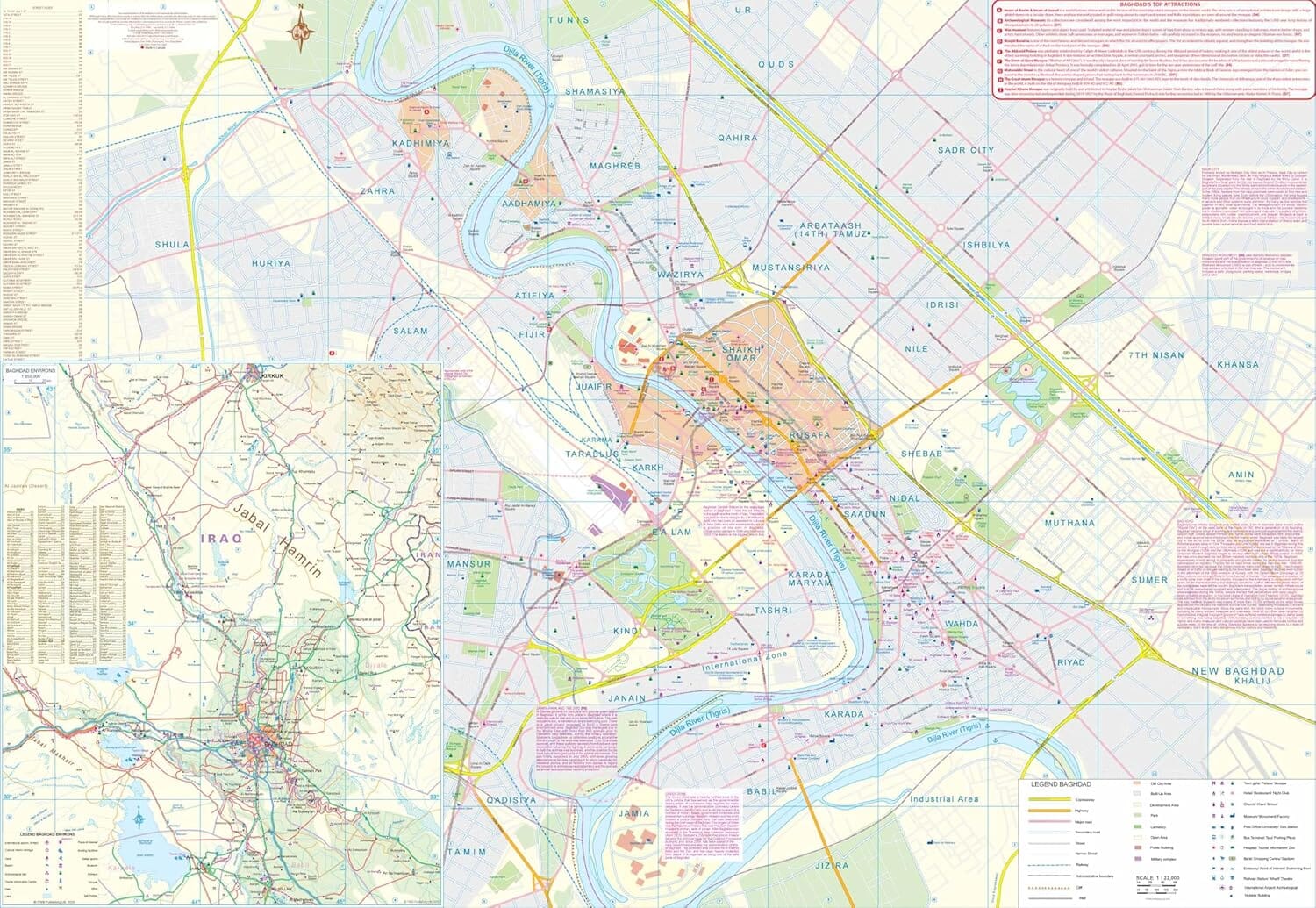 Carte de voyage - Irak & Plan de Bagdad | ITM carte routière ITM