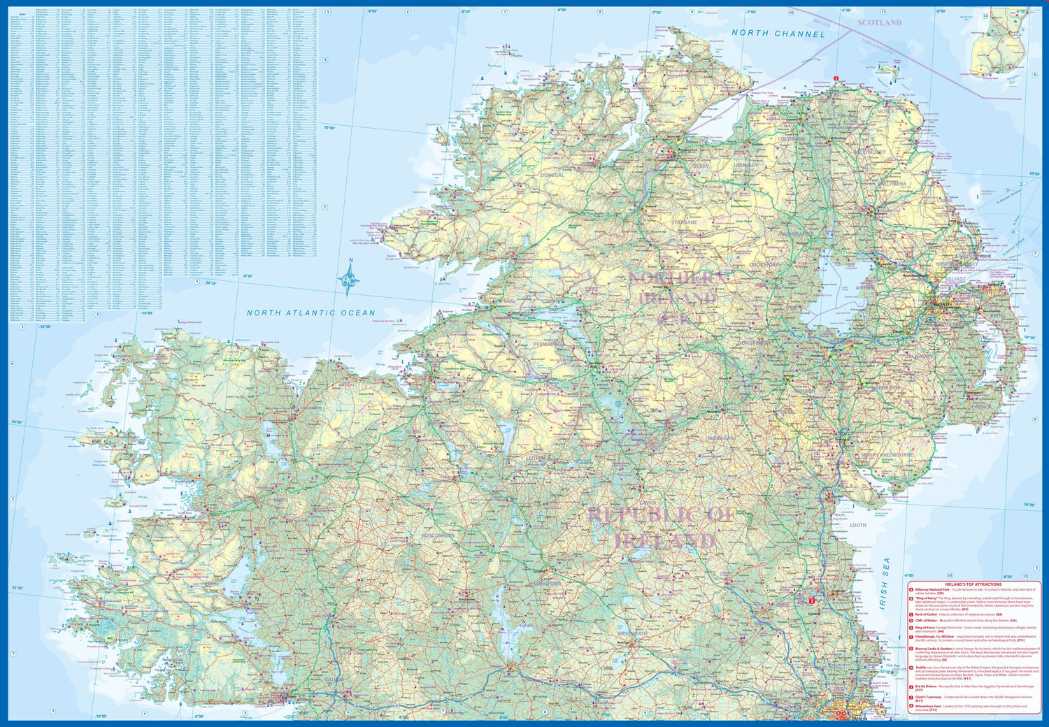 Carte de voyage - Irlande | ITM carte routière ITM