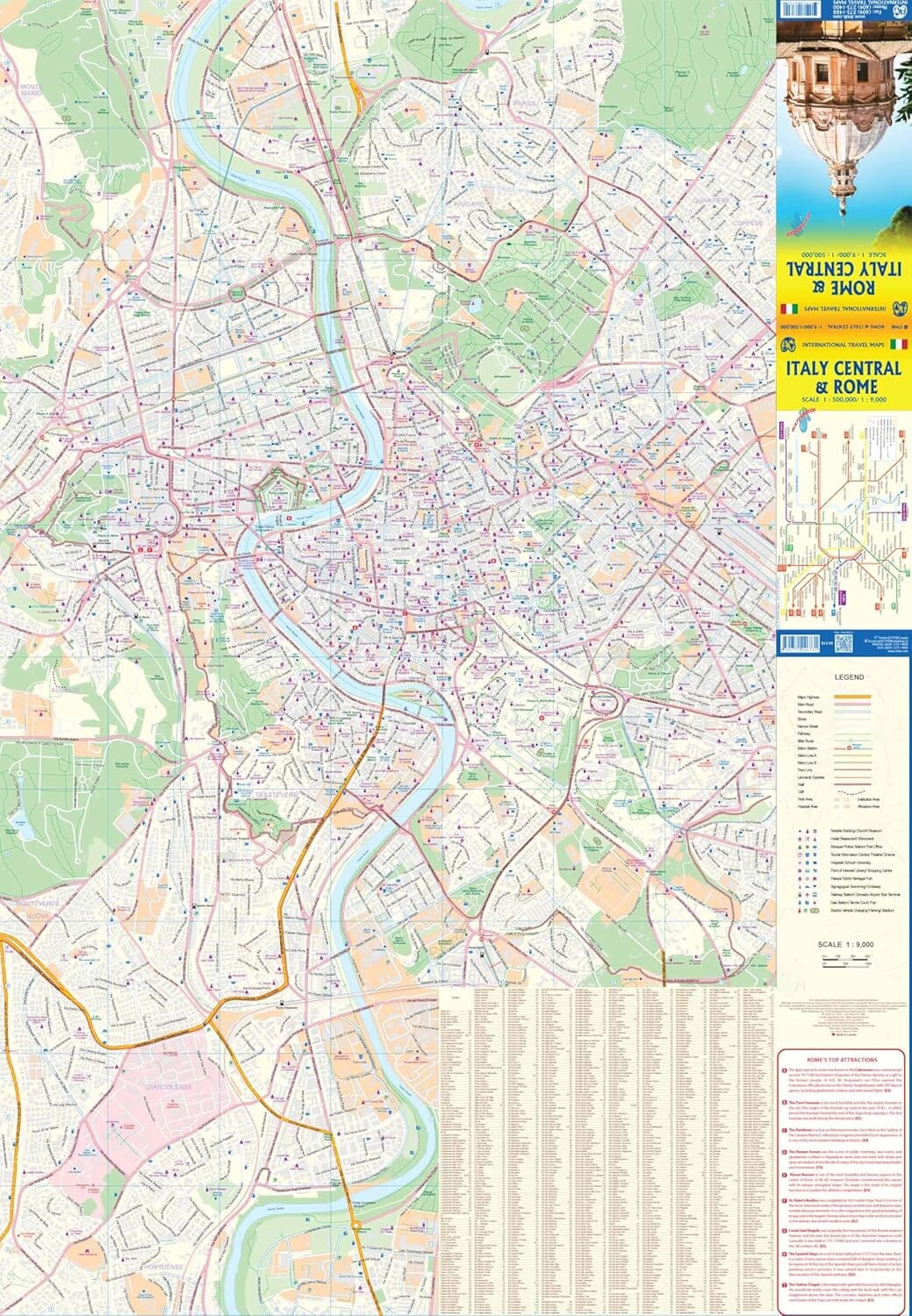 Carte de voyage - Italie Centrale & Plan de Rome | ITM carte routière ITM