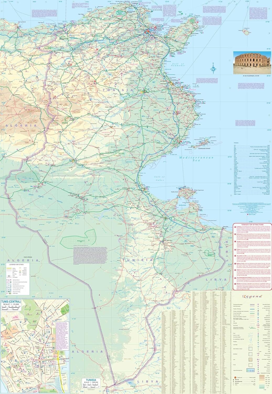 Carte de voyage - Libye & Tunisie | ITM carte routière ITM