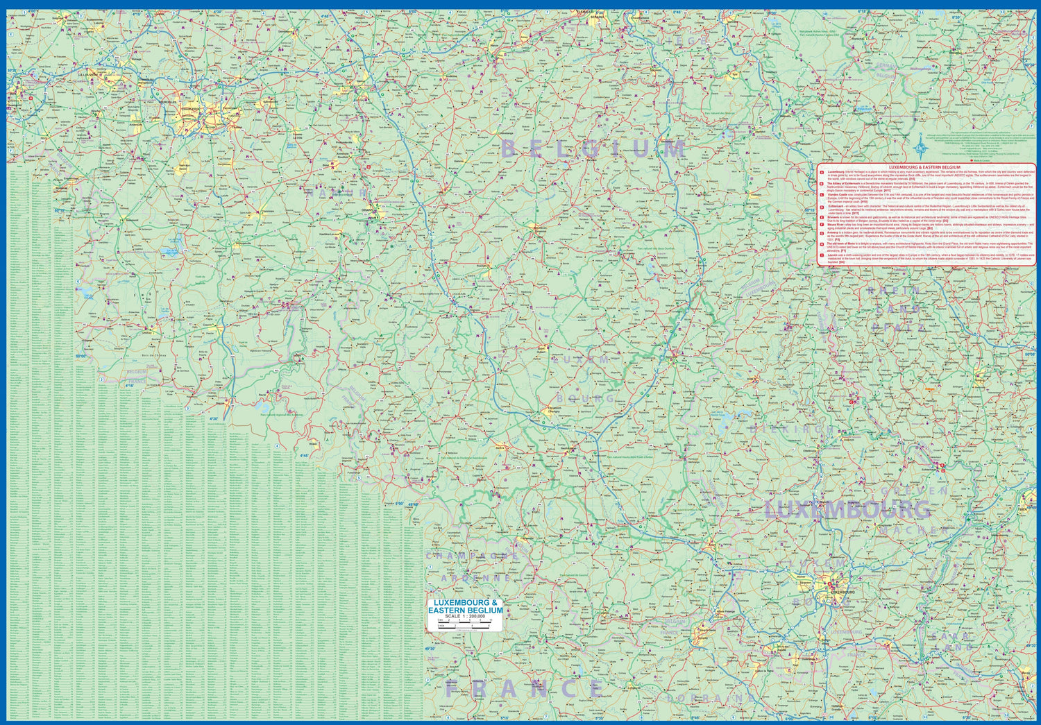 Carte de voyage - Luxembourg & Belgique Est | ITM carte routière ITM