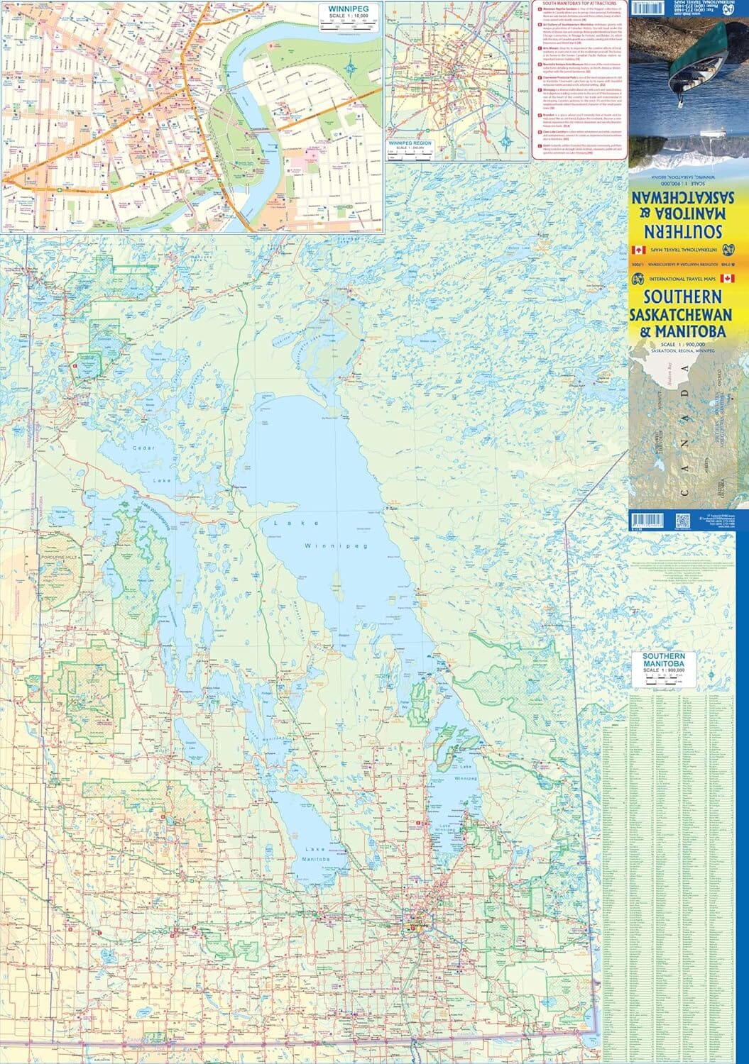 Carte de voyage - Manitoba Sud & Saskatchewan Sud (Canada) | ITM carte routière ITM