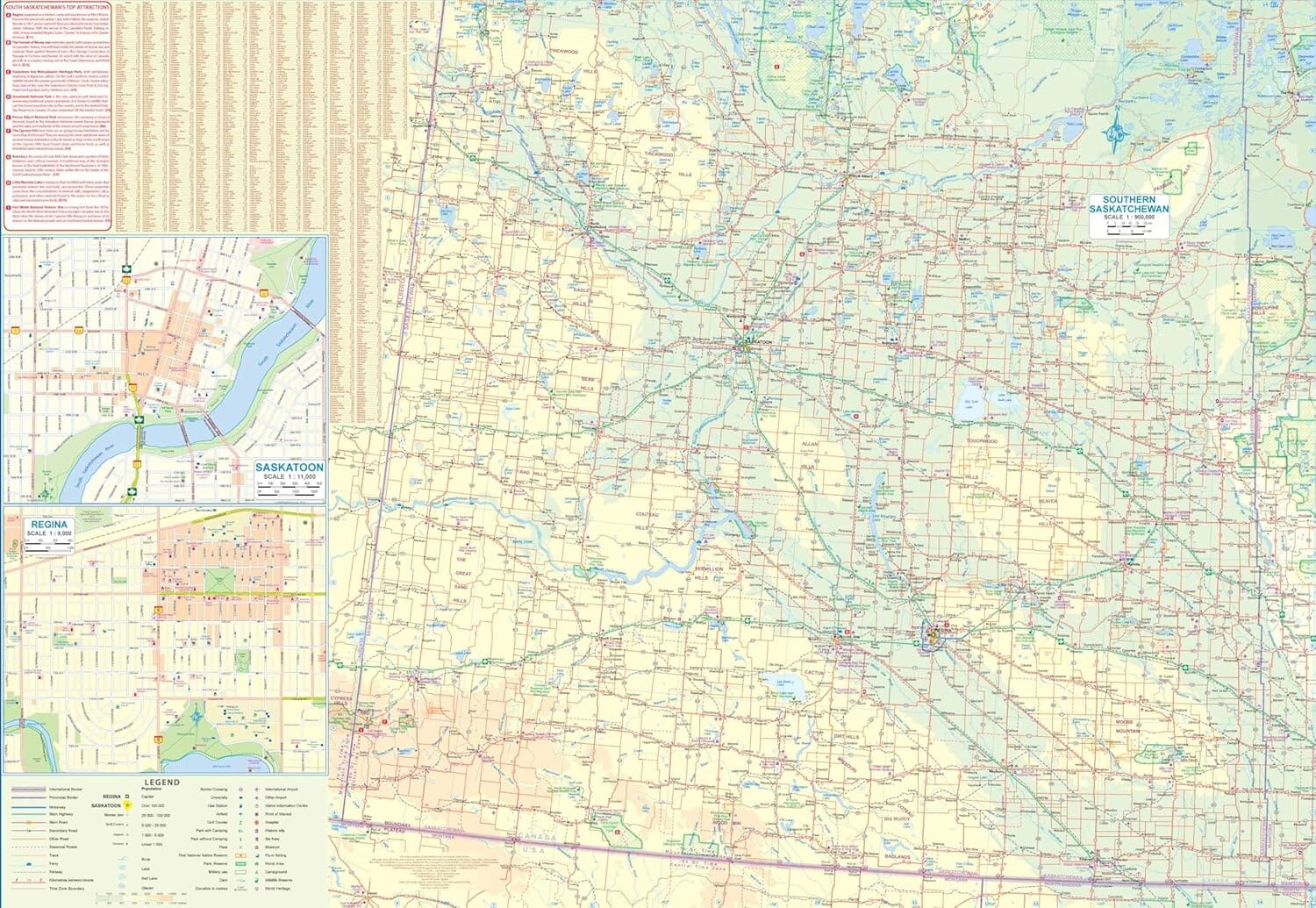 Carte de voyage - Manitoba Sud & Saskatchewan Sud (Canada) | ITM carte routière ITM