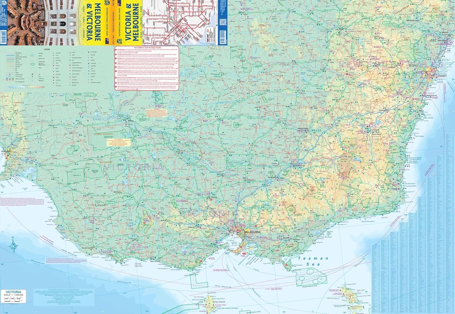 Carte de voyage - Melbourne & Victoria | ITM carte routière ITM
