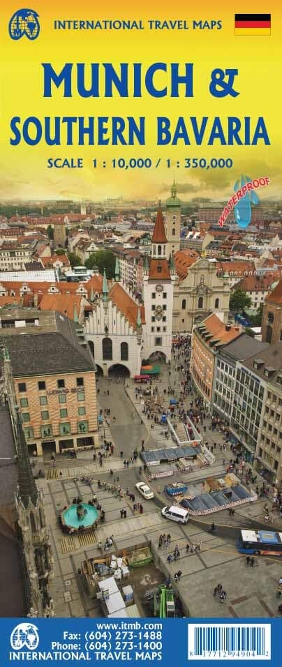 Carte de voyage - Munich et Bavière sud | ITM carte routière ITM