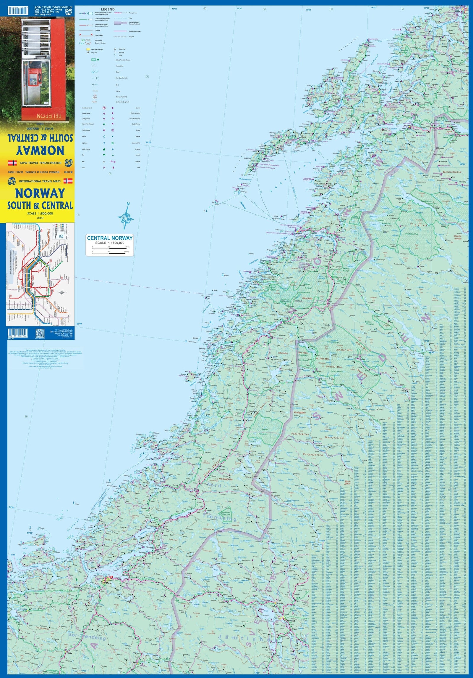 Carte de voyage - Norvège Sud & Centre | ITM carte routière ITM