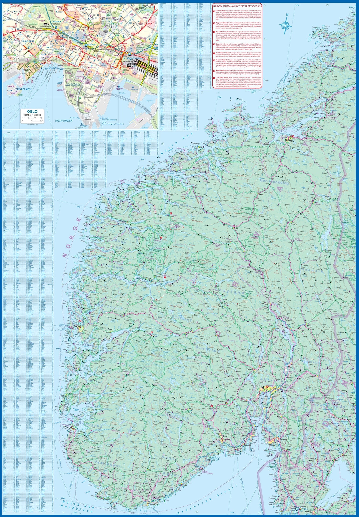 Carte de voyage - Norvège Sud & Centre | ITM carte routière ITM