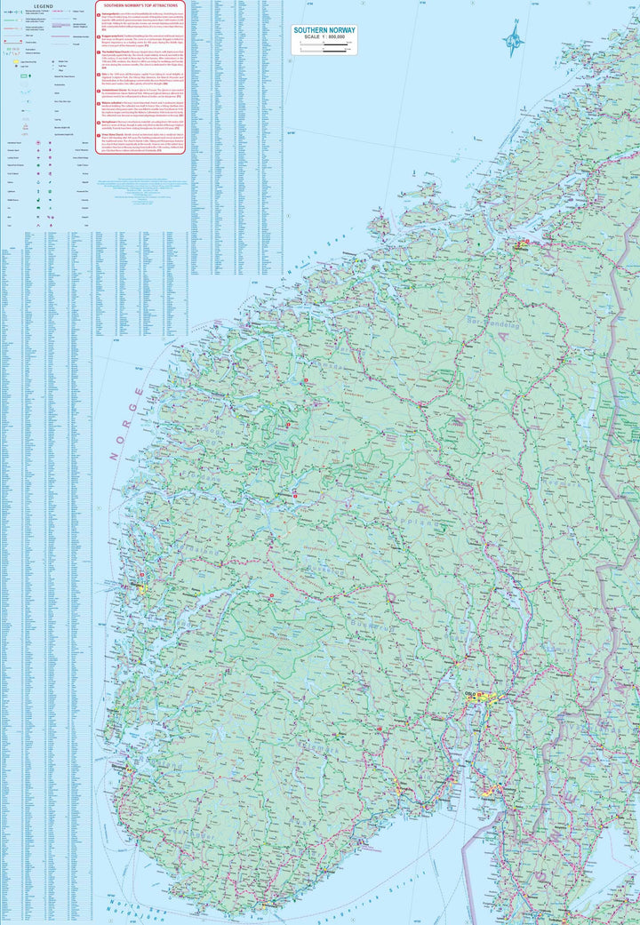 Carte de voyage - Norvège Sud & Plans d'Oslo et Bergen | ITM carte pliée ITM 