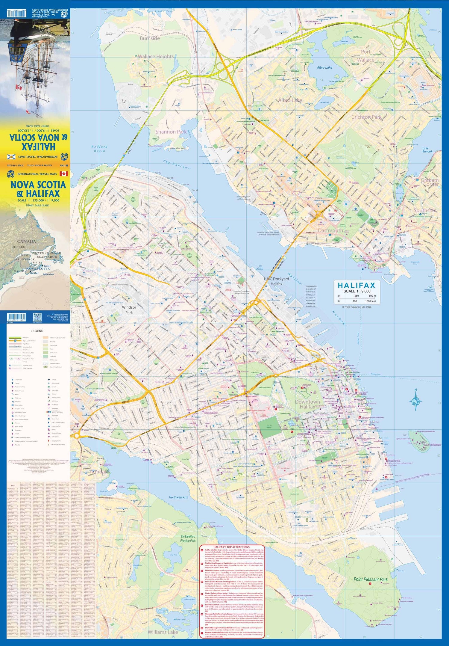 Carte de voyage - Nouvelle Ecosse & Plan de Halifax | ITM carte routière ITM