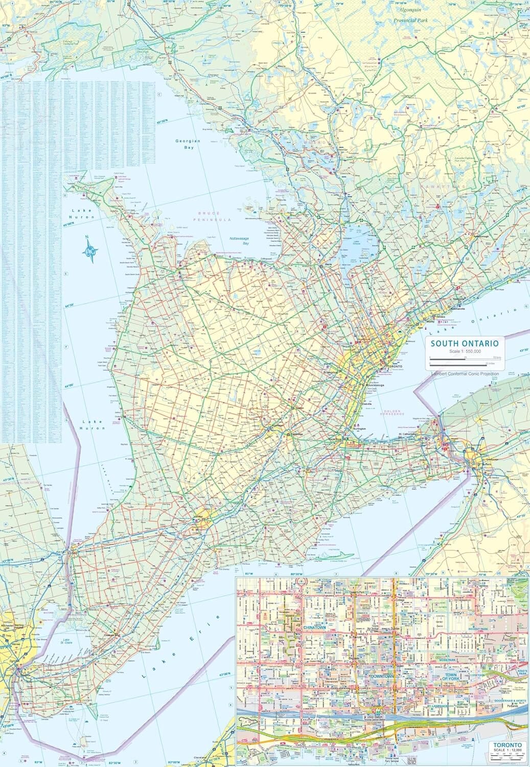 Carte de voyage - Ontario Sud (Canada) | ITM carte routière ITM