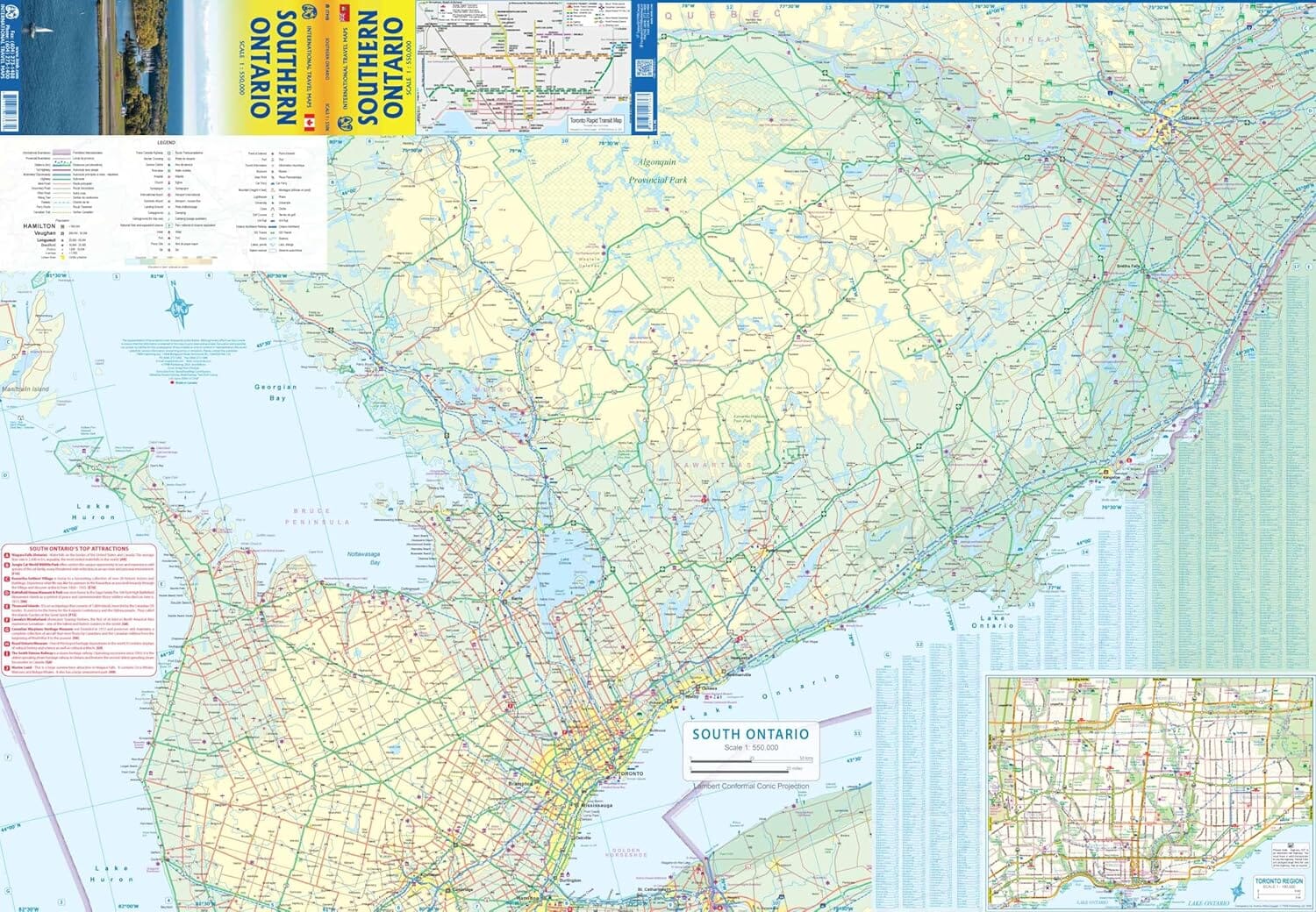 Carte de voyage - Ontario Sud (Canada) | ITM carte routière ITM