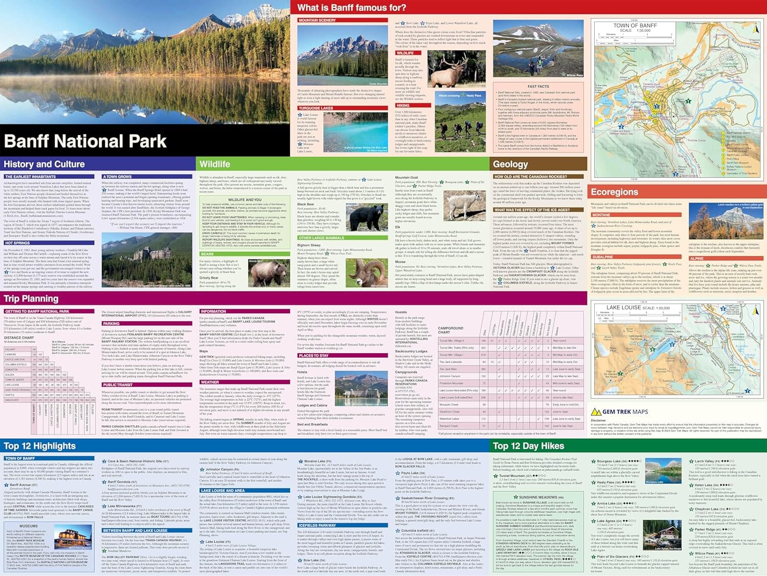 Carte de voyage - Parc National Banff | Gem Trek carte routière Gem Trek Publishing