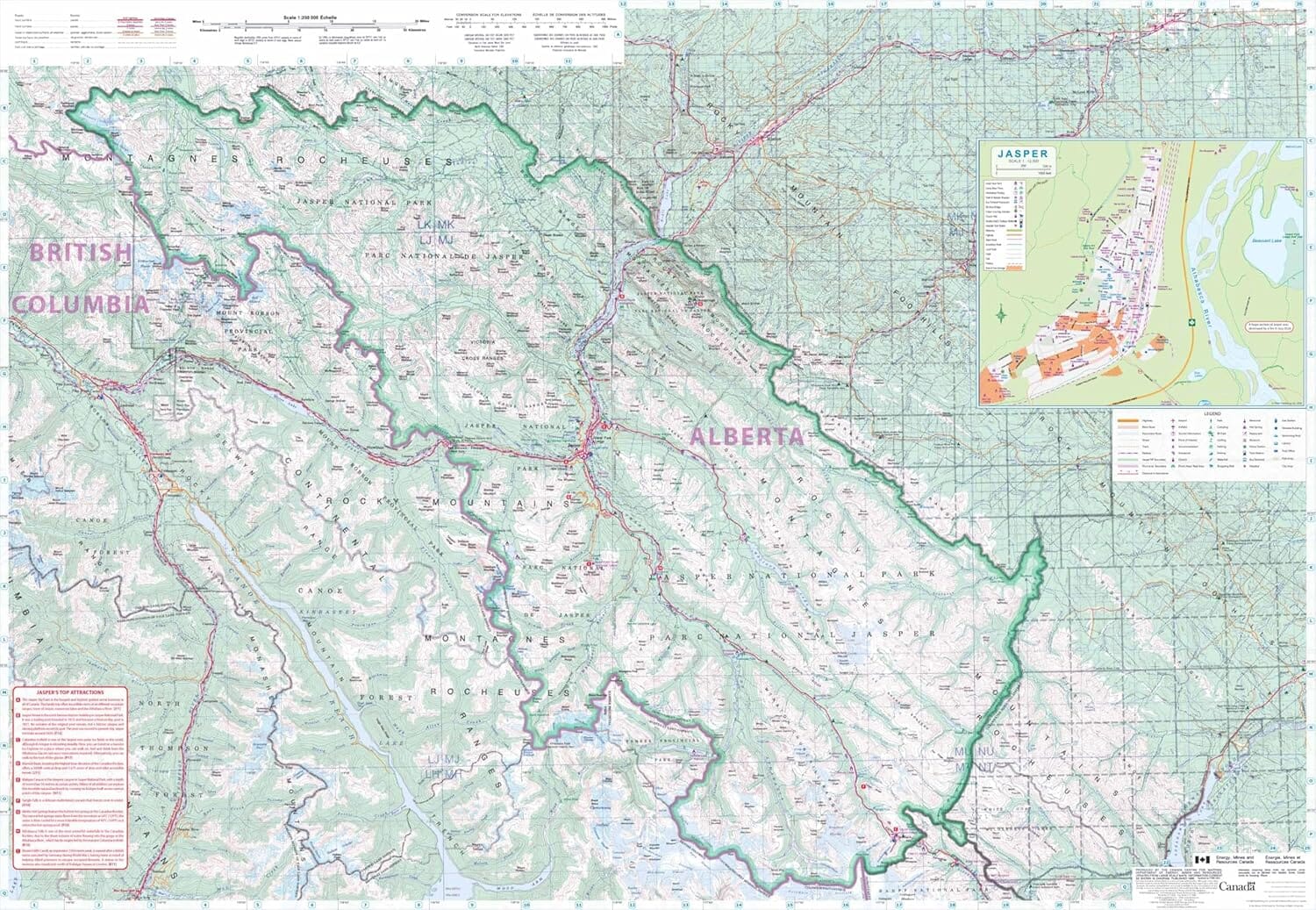Carte de voyage - Parcs nationaux de Banff & Jasper (Canada) | ITM carte routière ITM 