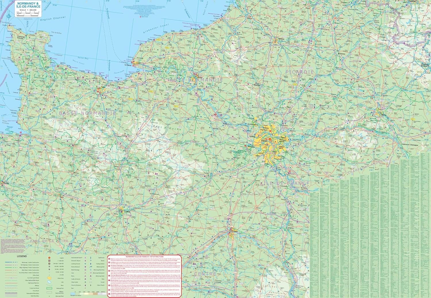 Carte de voyage - Plan de Paris et carte régionale Île-de-France / Normandie | ITM carte routière ITM 