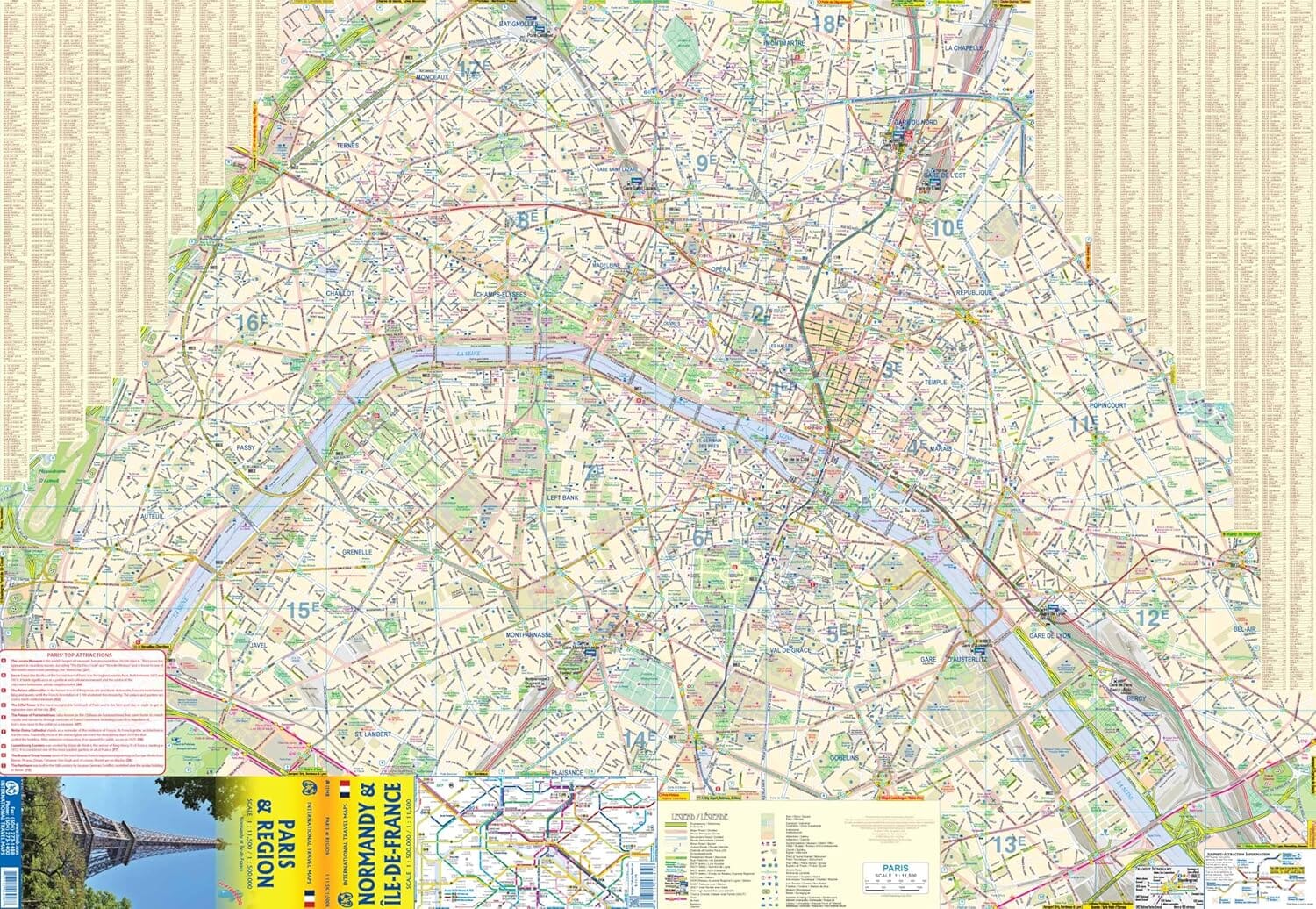 Carte de voyage - Plan de Paris et carte régionale Île-de-France / Normandie | ITM carte routière ITM 