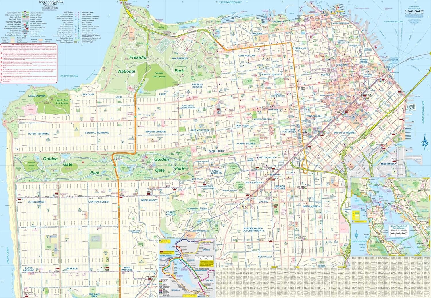 Carte de voyage - Plan de San Francisco & Californie Centrale | ITM plan de ville ITM 