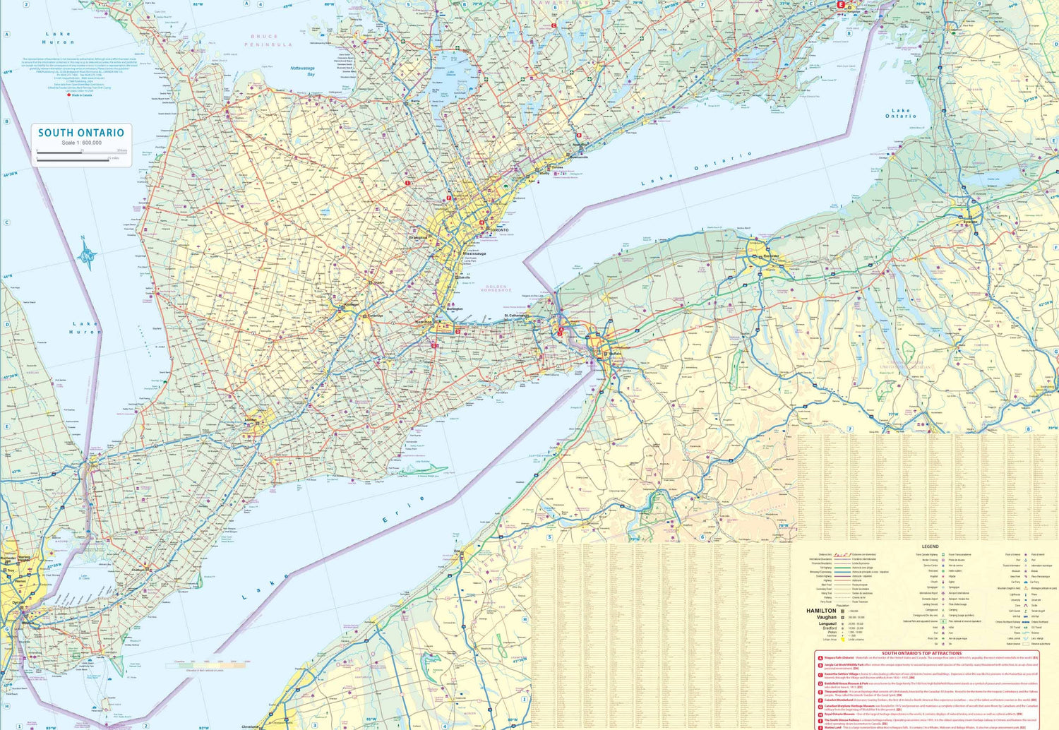 Carte de voyage - Plan de Toronto & Ontario Sud | ITM carte routière ITM