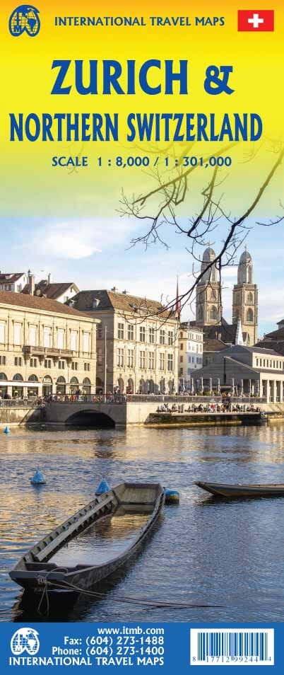 Carte de voyage - Plan de Zurich & Suisse Nord | ITM carte routière ITM