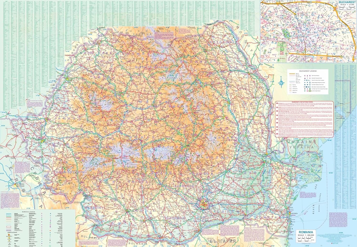 Carte de voyage - Roumanie et Moldavie | ITM carte routière ITM 