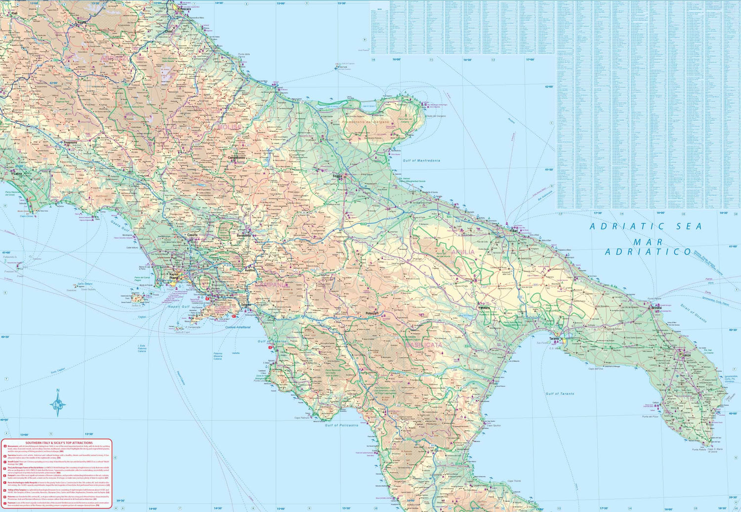 Carte de voyage - Sicile & Italie du Sud | ITM carte routière ITM