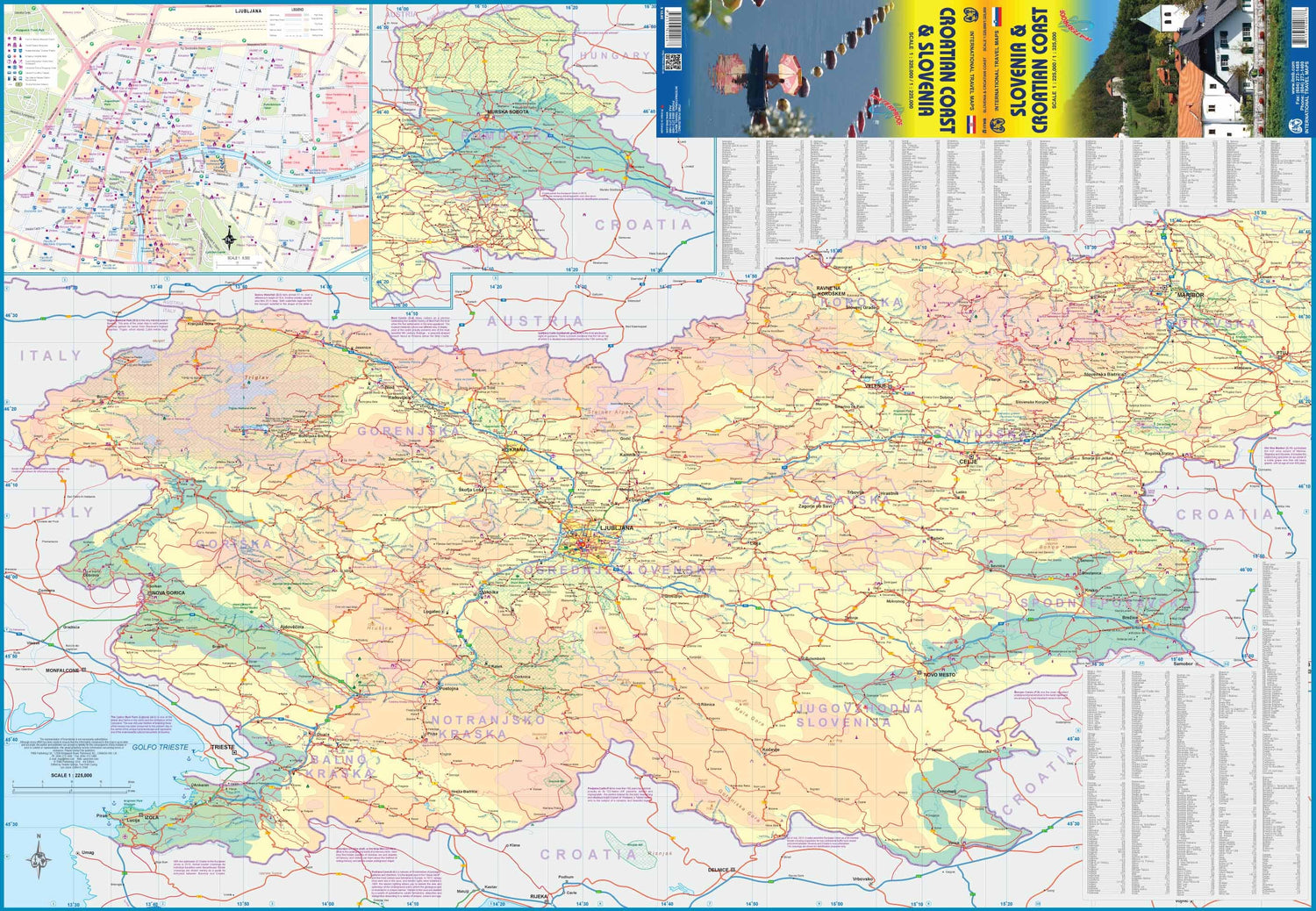 Carte de voyage - Slovénie & Côte Croate | ITM carte routière ITM