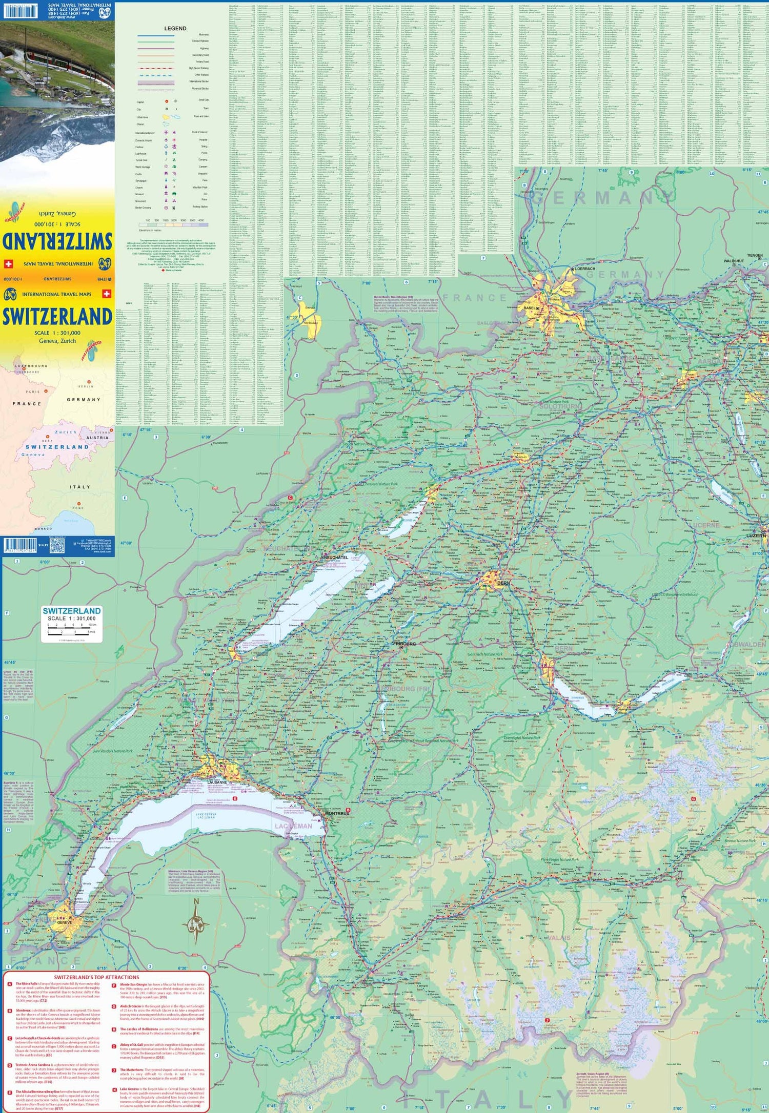 Carte de voyage - Suisse (imperméable) | ITM carte routière ITM 
