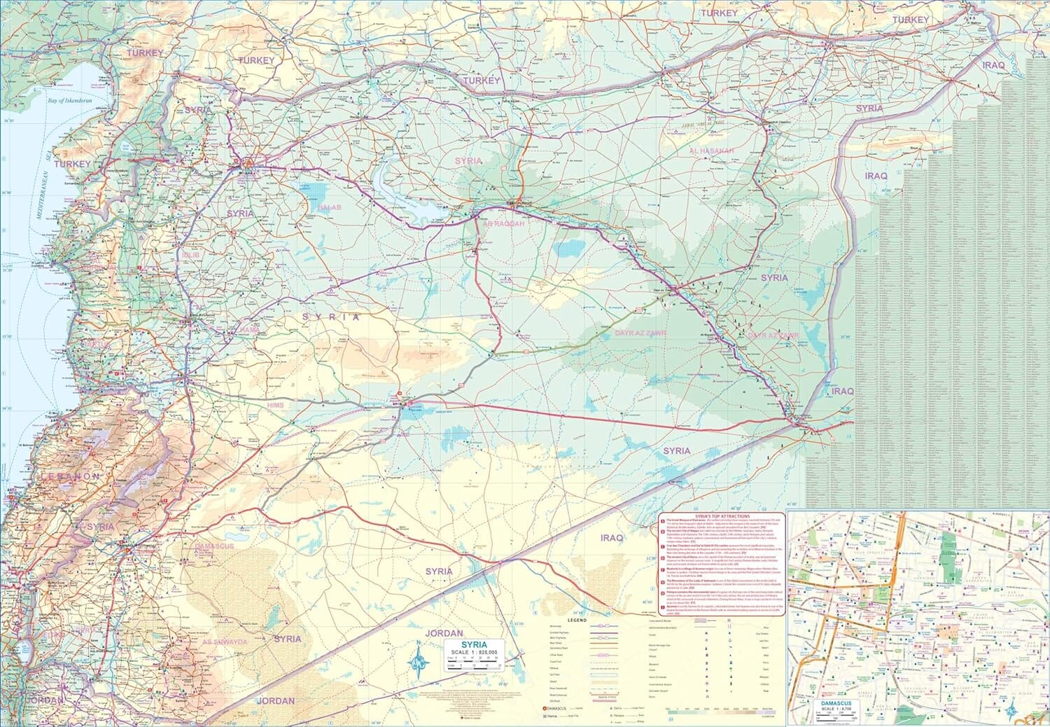 Carte de voyage - Syrie & Jordanie | ITM carte routière ITM
