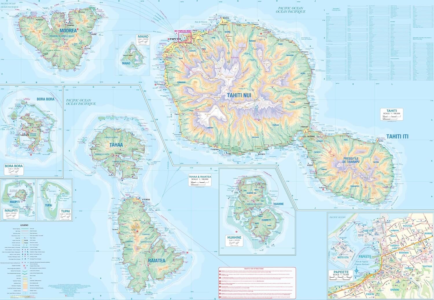 Carte de voyage - Tahiti & Polynésie Française | ITM carte routière ITM