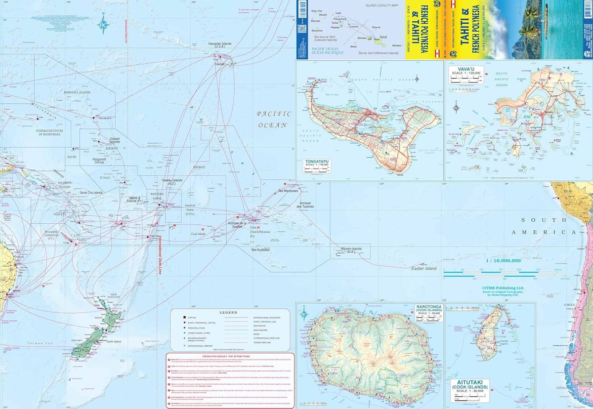 Carte de voyage - Tahiti & Polynésie Française | ITM carte routière ITM