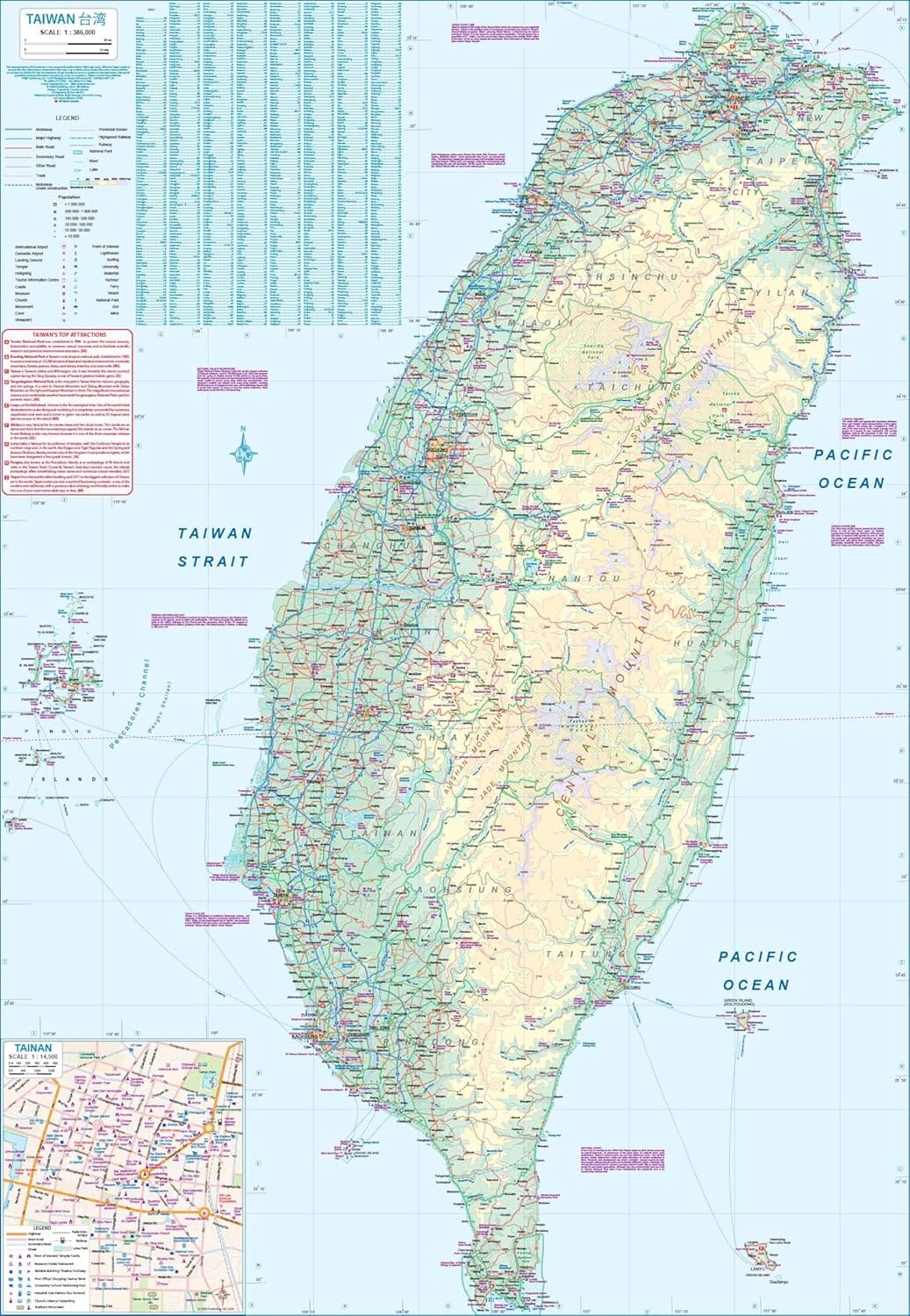 Carte de voyage - Taiwan & Plan de Taipei | ITM carte routière ITM