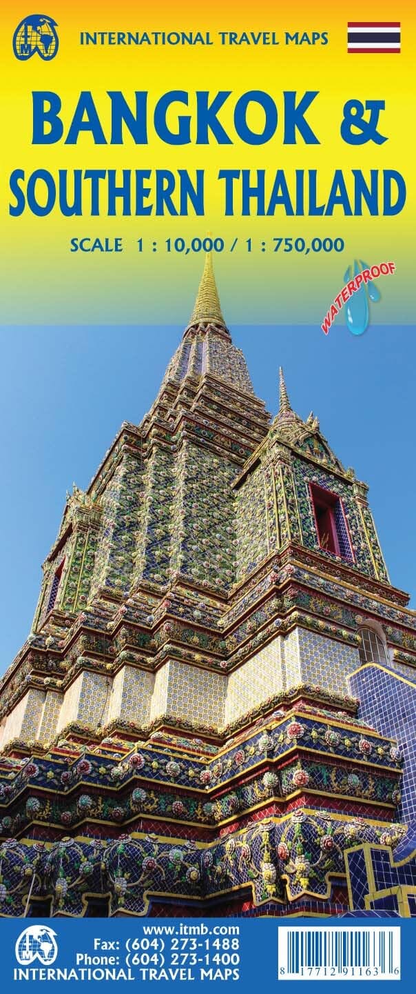 Carte de voyage - Thailande Sud & Plan de Bangkok | ITM carte routière ITM